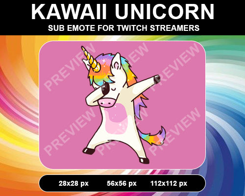 Kawaii Unicorn Twitch Sub Emote - streamintro.com