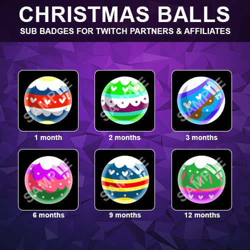 Christmas Balls Twitch Sub Badges