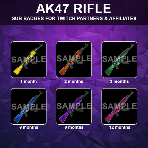 AK47 Rifle Twitch Sub Badges