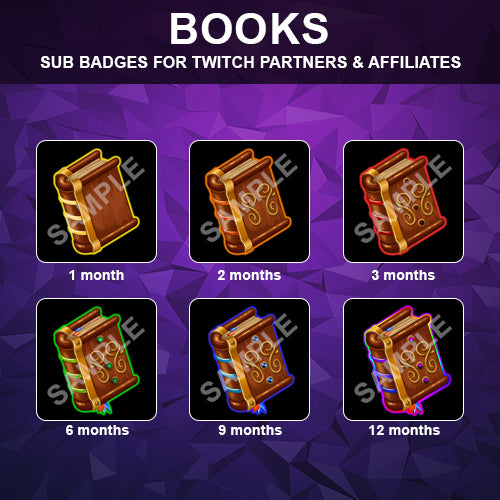 Books Twitch Sub Badges