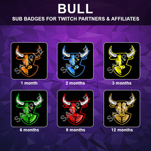 Bull Twitch Sub Badges - streamintro.com