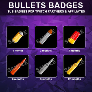 Bullets Twitch Sub Badges - streamintro.com
