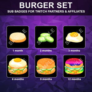 Burger Set Twitch Sub Badges