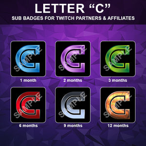 Letter "C" Twitch Sub Badges