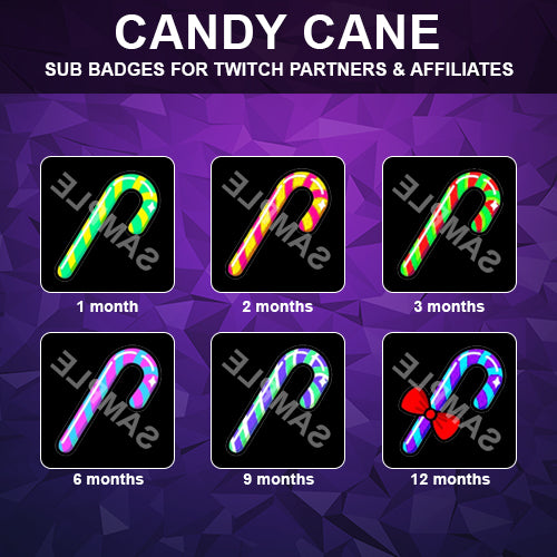 Candy Cane Twitch Sub Badges