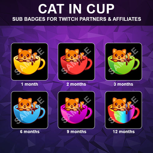 Cat In Cup Twitch Sub Badges