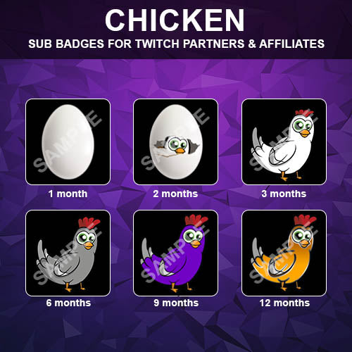 Chickens Twitch Sub Badges - streamintro.com