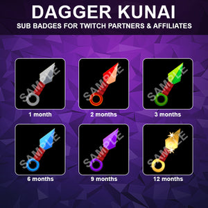 Dagger Kunai Twitch Sub Badges