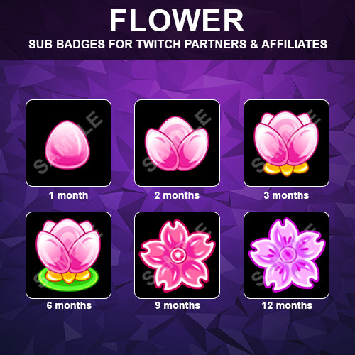 Flowers Twitch Sub Badges - streamintro.com