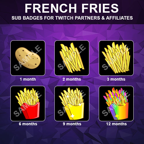 French Fries Twitch Sub Badges - streamintro.com
