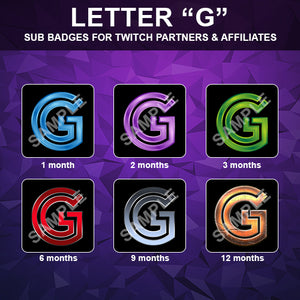Letter "G" Twitch Sub Badges