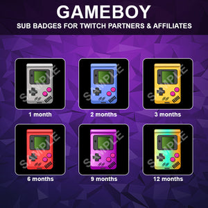 Gameboy Twitch Sub Badges - streamintro.com