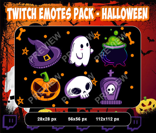 6x Halloween Twitch Sub Emotes Pack2 - streamintro.com