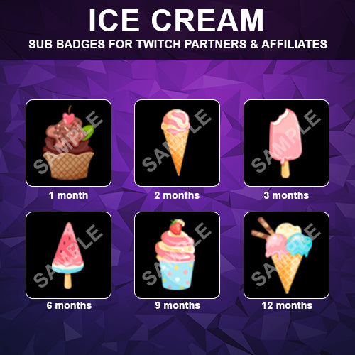 Ice Cream Twitch Sub Badges - streamintro.com