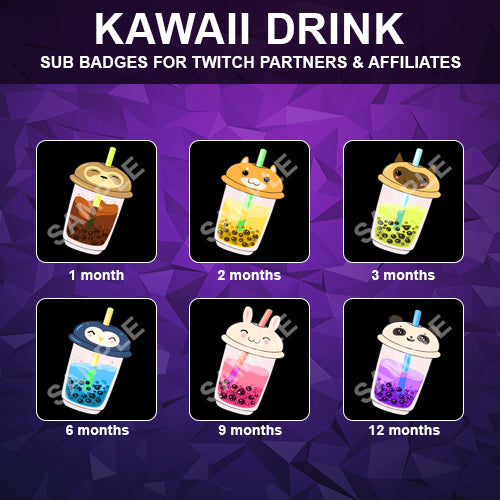 Kawaii Drink Twitch Sub Badges