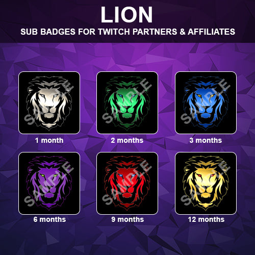 Lion Twitch Sub Badges