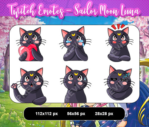 6x Pack Luna Sailor Moon Twitch Sub Emotes - streamintro.com