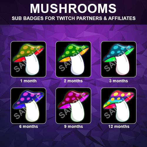 Mushrooms Twitch Sub Badges