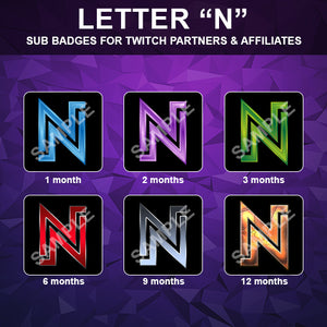 Letter "N" Twitch Sub Badges