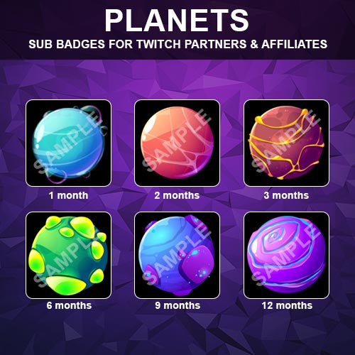 Planets Twitch Sub Badges - streamintro.com
