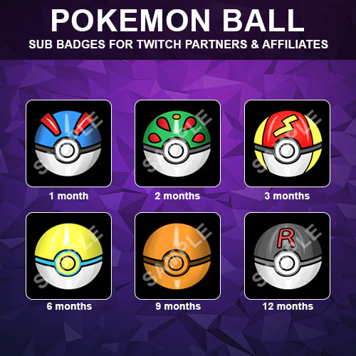 Pokemon Ball Twitch Sub Badges - streamintro.com
