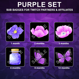 Purple Set Twitch Sub Badges