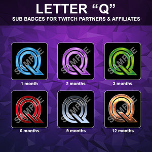 Letter "Q" Twitch Sub Badges