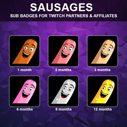 Sausages Twitch Sub Badges - streamintro.com