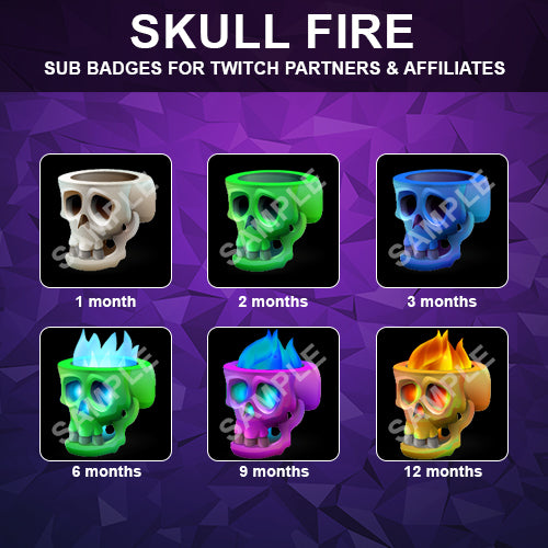 Skull Fire Twitch Sub Badges