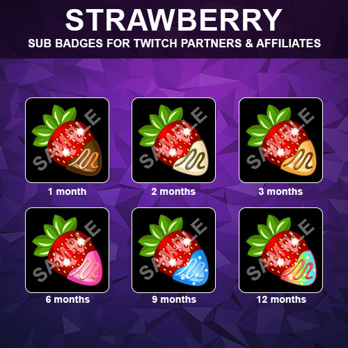 Strawberry Twitch Badges Twitch Sub Badges (Instant Download) 