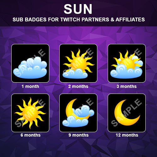 Sun Cloud Moon Twitch Sub Badges
