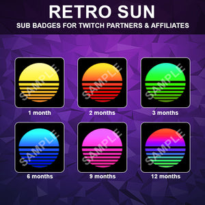 Retro Sun Twitch Sub Badges