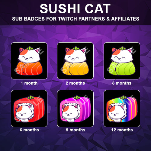 Sushi Cat Twitch Sub Badges