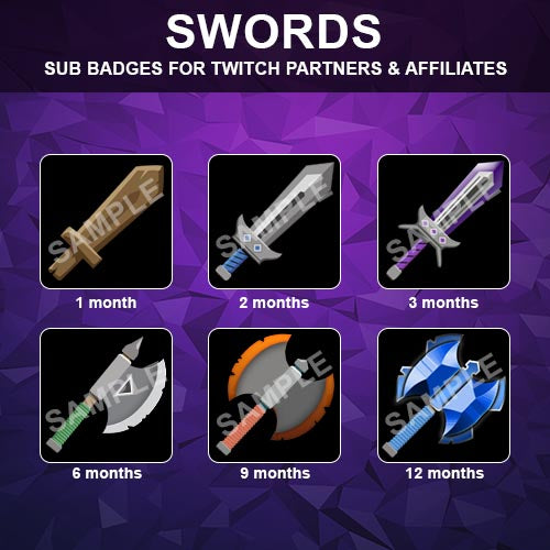 Swords Twitch Sub Badges - streamintro.com