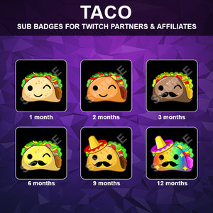 Taco Twitch Sub Badges - streamintro.com