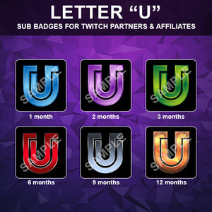Letter "U" Twitch Sub Badges
