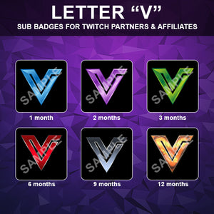 Letter "V" Twitch Sub Badges