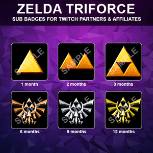 Zelda Triforce Twitch Sub Badges - streamintro.com