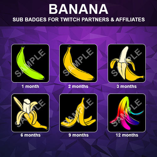 Banana Twitch Sub Badges - streamintro.com