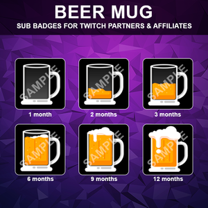 Beer Mug Twitch Sub Badges - streamintro.com