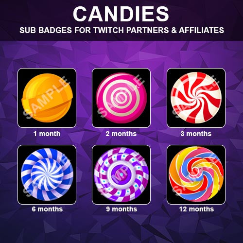 Candies Twitch Sub Badges - streamintro.com