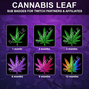 Cannabis Leaf Twitch Sub Badges - streamintro.com