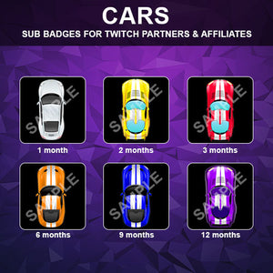 Cars Twitch Sub Badges - streamintro.com