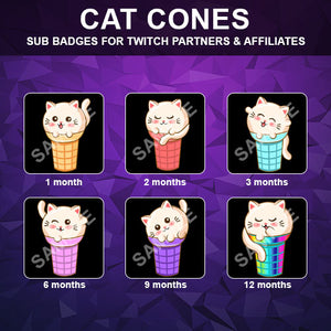 Cat Cones Ice Cream Twitch Sub Badges - streamintro.com
