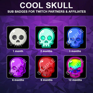 Cool Skull Twitch Sub Badges - streamintro.com