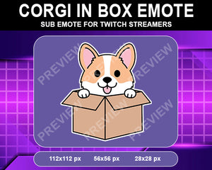 Corgi in Box Twitch Sub Emote - streamintro.com