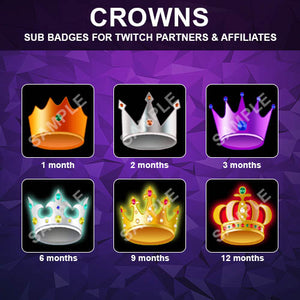 Crowns Twitch Sub Badges - streamintro.com