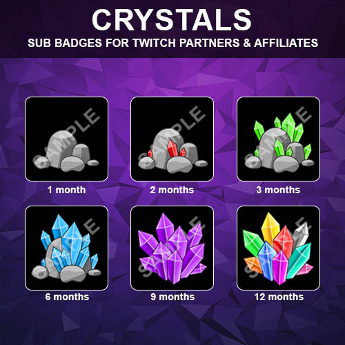 Crystals Set Twitch Sub Badges - streamintro.com