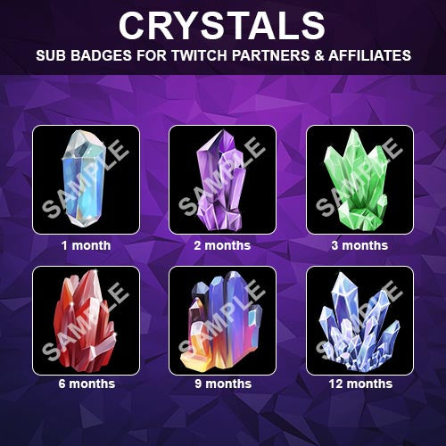 Crystals Twitch Sub Badges - streamintro.com