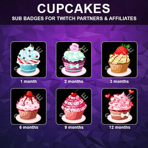 Cupcakes Twitch Sub Badges - streamintro.com